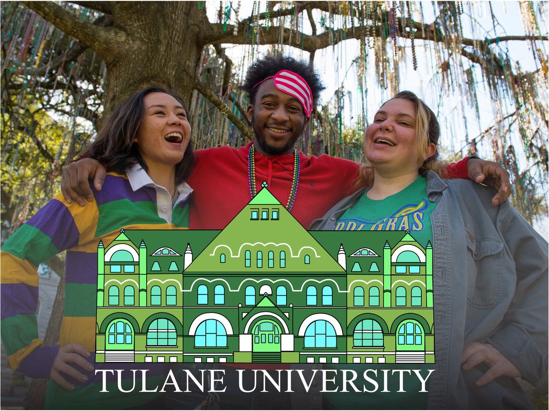Tulane students pose and use the Snapchat geofilter created by Tulane Web Communications