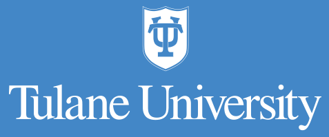 TU shield in white centered over Tulane University in white on a gray background