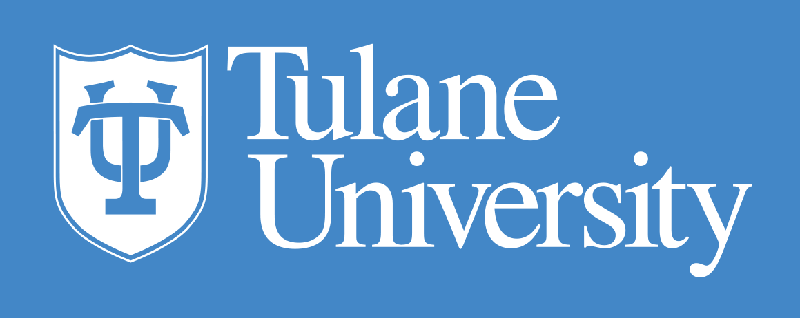 TU shield logo and Tulane University word mark on a gray background