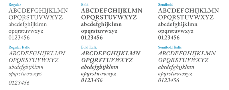 Screenshot of Caslon samples