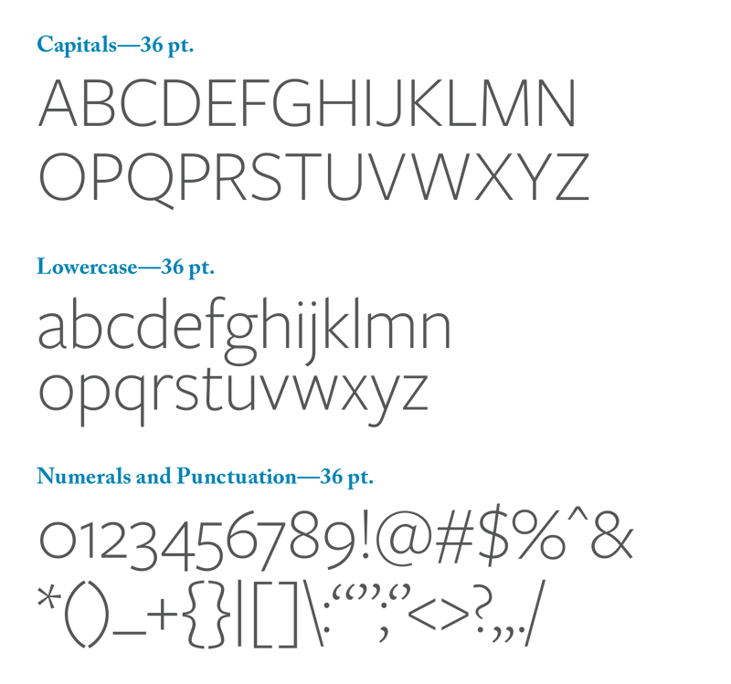 En example of what the font Freight Sans Pro looks like.