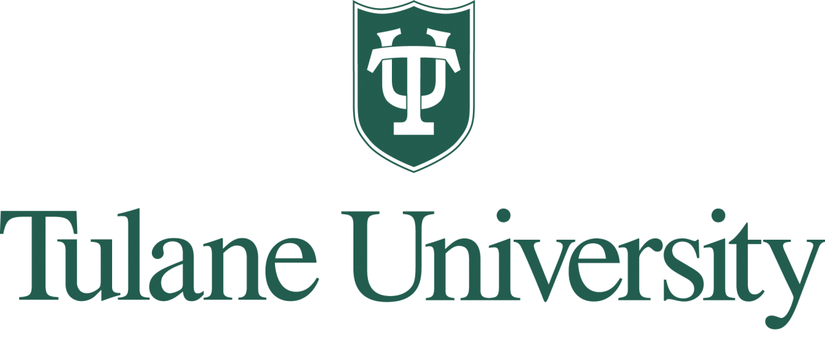 TU shield in green centered over Tulane University in green 