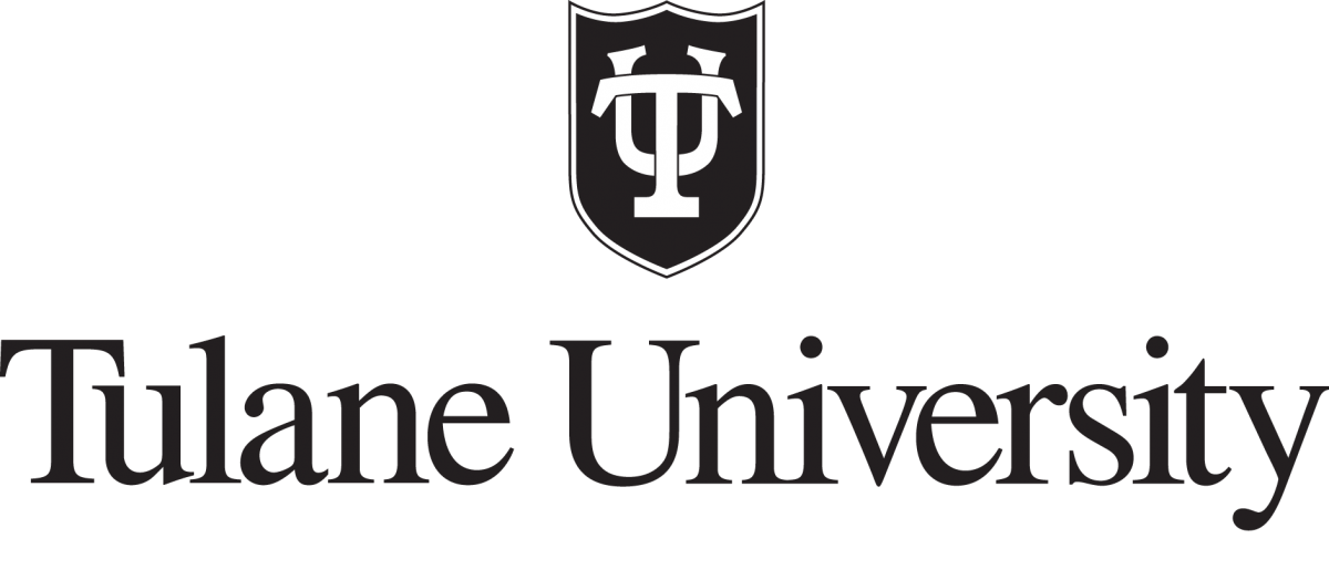 TU shield in black centered over Tulane University in black 