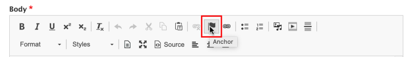 Anchor link icon on toolbar