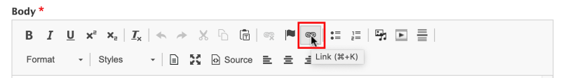 Link icon on toolbar
