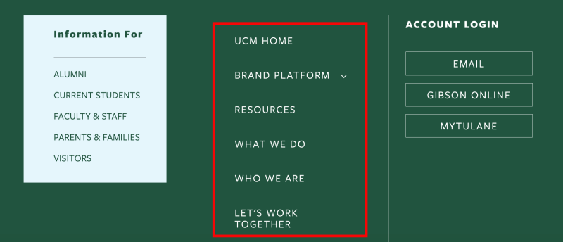 Screenshot of the primary navigation menu on a website Screenshot of the primary navigation menu on a website