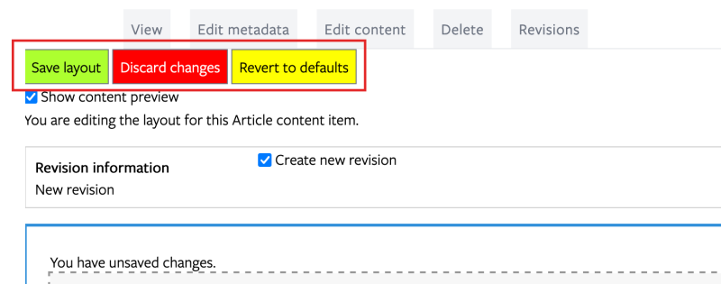 Save Layout button screen Save Layout button screen