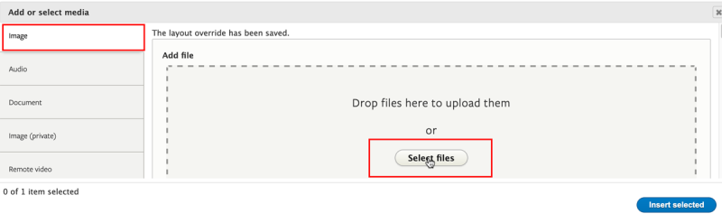 Screenshot showing the Select File button in Media Library