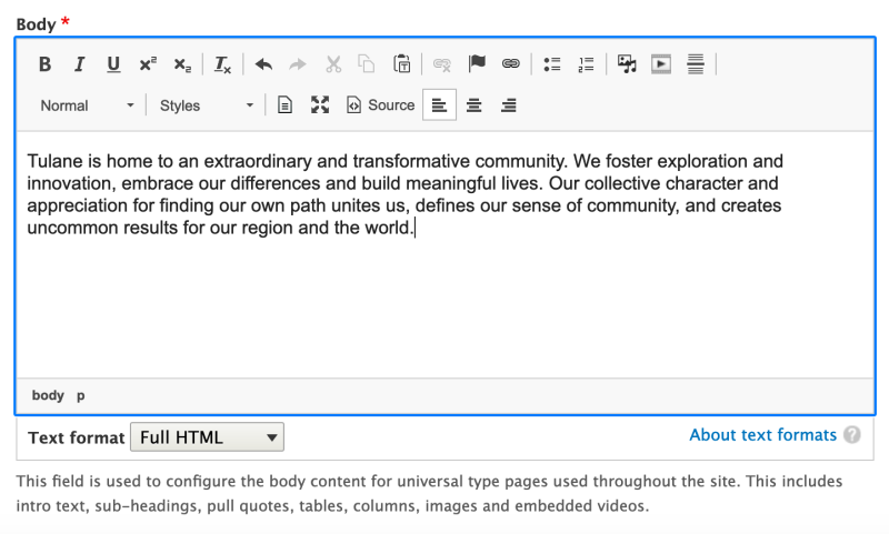 CKeditor toolbar screen