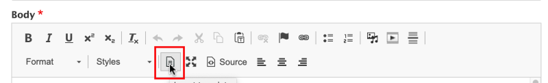 Insert Templates icon on editing toolbar