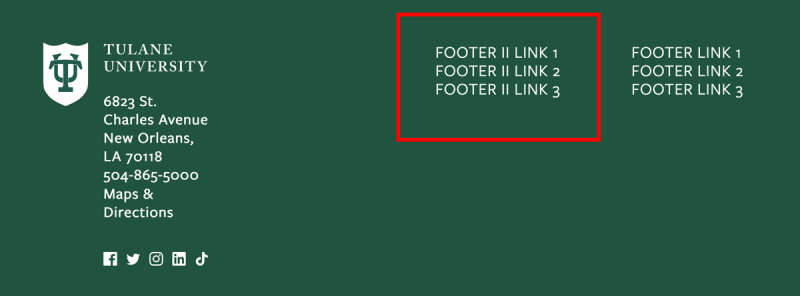 Footer II menu in middle column Footer II menu in middle column