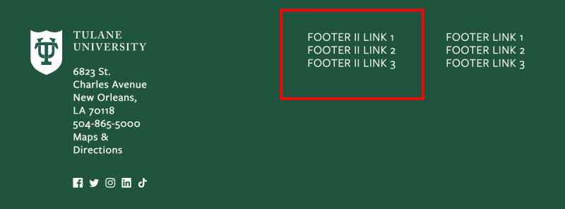 Footer II menu in middle column