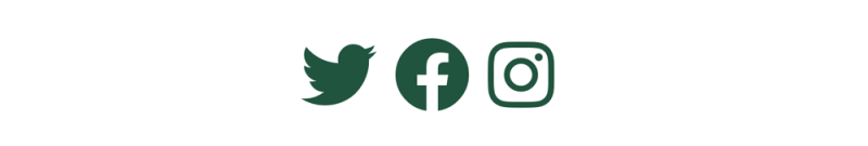row of 3 green social media icons