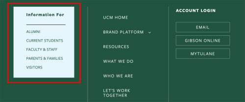 Audience navigation menu Audience navigation menu