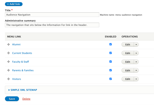 Audience navigation menu Audience navigation menu