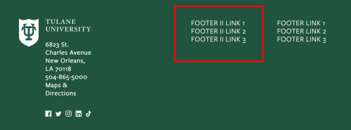 Footer II menu in middle column Footer II menu in middle column