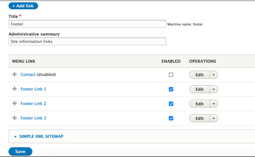 Footer navigation links Footer navigation links
