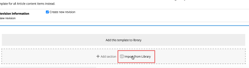 Screenshot of user clicking Import from Library link