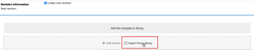 Screenshot of Import from Library in the top section of the page. 
