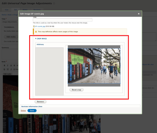 Screenshot of Crop Image interface