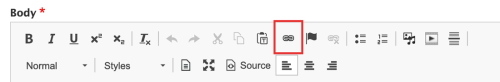 Screenshot of the link tool on the CKEditor toolbar