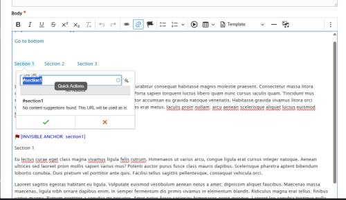 Step two for adding an anchor link in content