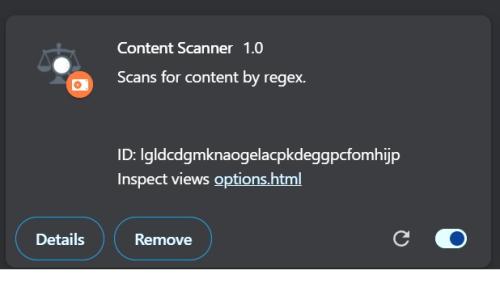 Dialogue box to configure chrome extension.