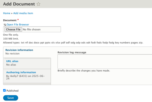 Add a document as a media item