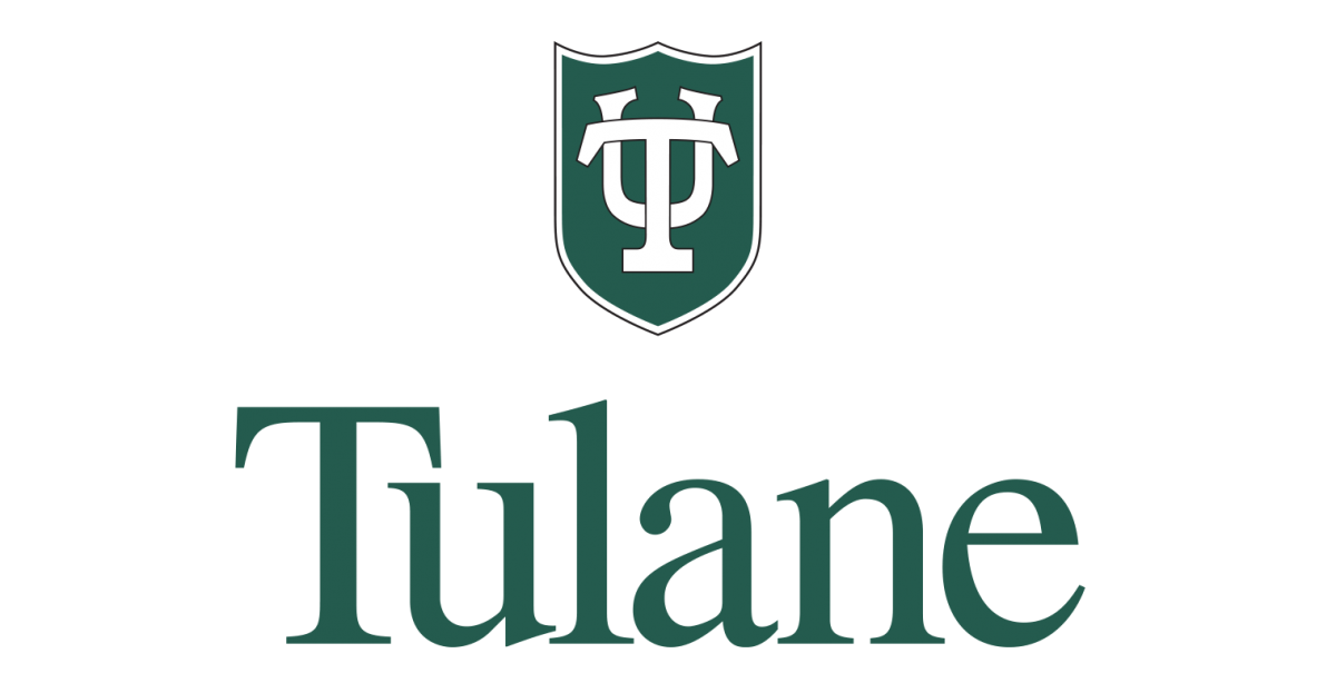 TU shield in black and green centered over Tulane in green 